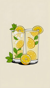lemonade glasses refreshing summer drink clip art preview
