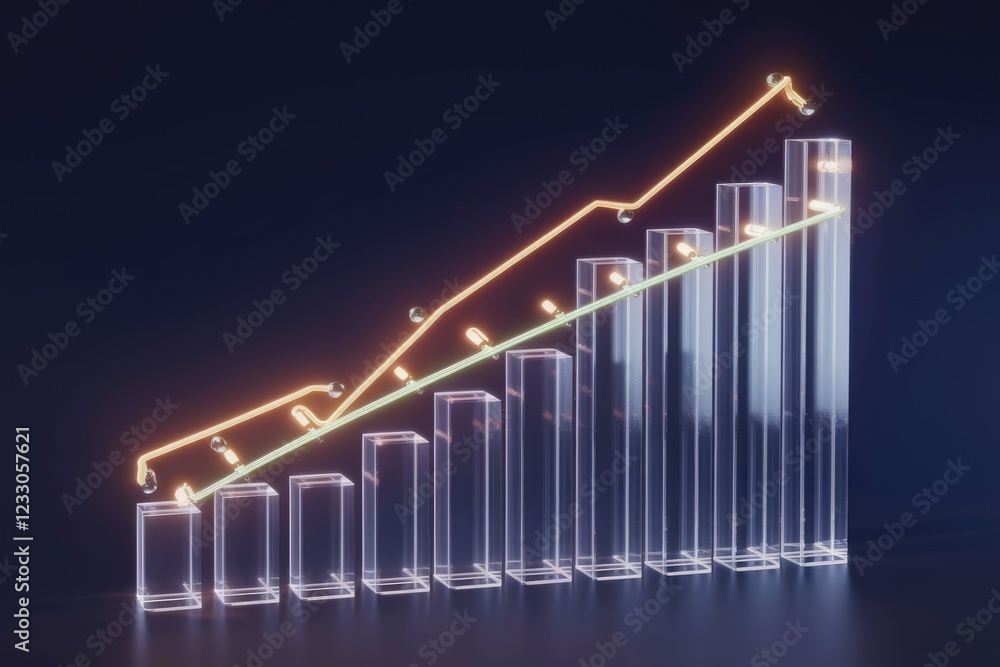 Poster An upward trending bar graph showcases exponential growth and progress, visually representing success and achievement.