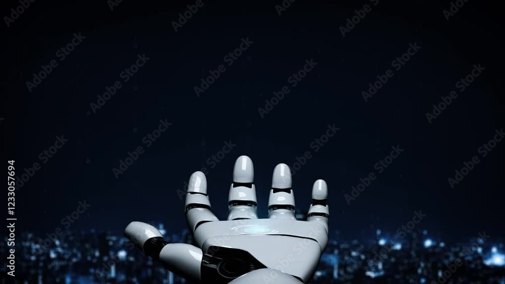 Poster futuristic robot artificial intelligence enlightening ai technology development and machine learning