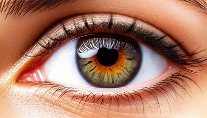 Naklejka premium A close-up of a human eye ball with a heart-shaped reflection