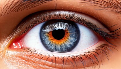 Fototapeta premium A close-up of a human eye ball with a heart-shaped reflection