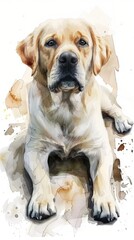 Watercolor portrait of a golden labrador retriever art design for posters and cards. Canine Fitness Month