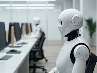 Harmonious Coexistence of AI Robots and Humans in a Futuristic Office