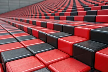 Obraz premium Close-up view of red and black cubes in a repeating pattern, dimension, cube