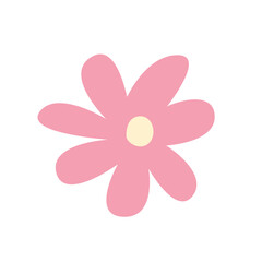 simple pink flower illustration on a white background, perfect for whimsical designs, children’s art, or playful stationery