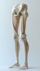 A realistic 3D model of a knee joint with emphasis on damaged areas, illustrating joint pain and discomfort, on a stark white background.