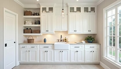Elegant White Kitchen Cabinets with Farmhouse Sink