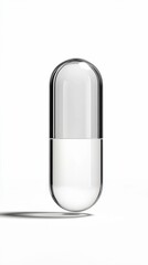 Transparent Pill Capsule Isolated on White Background