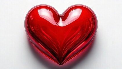 A glossy 3D red heart with smooth reflections and a glass-like effect