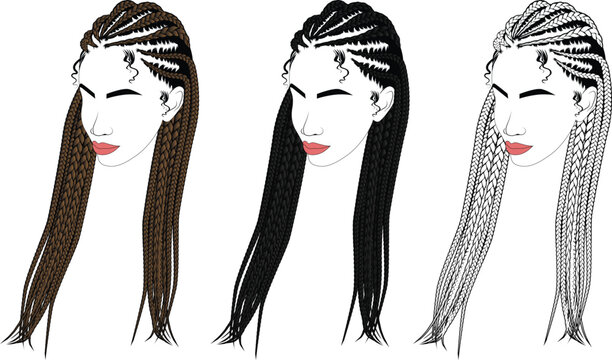 Braids hairstyle logo design - Black hair and brown hair - Afro Hairs
