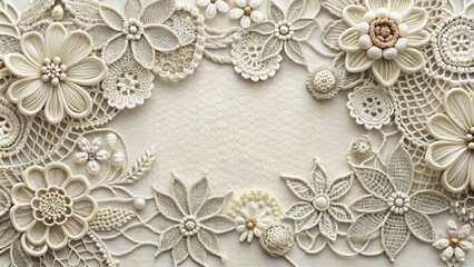 Delicate lace and crochet elements intertwined with floral motifs, floral, lace, textile, romantic