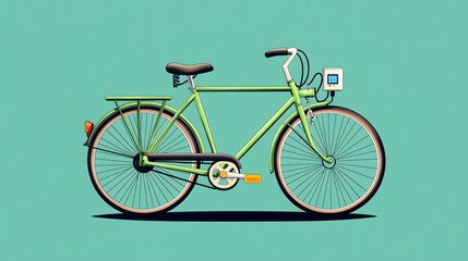 Fototapeta premium Eco-Friendly Green Bicycle with Energy Plug Illustration for Sustainable Transportation Solutions