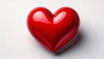 Fototapeta premium A shiny, red 3D heart with a glossy finish, soft reflections