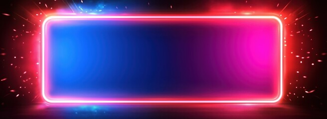 red neon frame on dark background