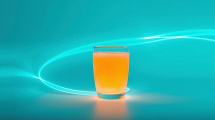  The image shows a soft drink, with colors and energetic light trails