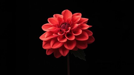 Vibrant red dahlia against black background: striking floral photography