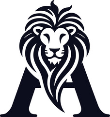 lion head mascot Letter A logo