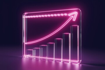 Neon pink graph showcasing upward trend, symbolizing growth and progress.