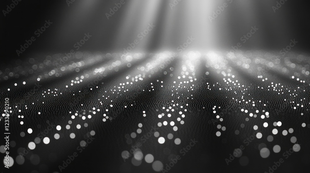 Aufkleber abstract grayscale background with light rays and particles.