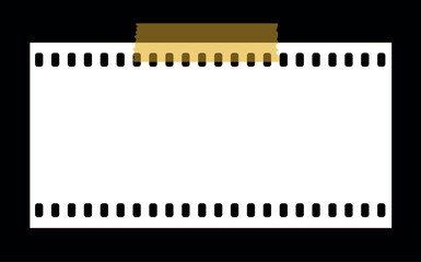 Filmstrip sticky notes vector image. White sticky memo notes hand drawn illustration in sketch style clipart isolated. Negative film filmstreifen. Photo filmstrip blank filter. Editable camera roll.