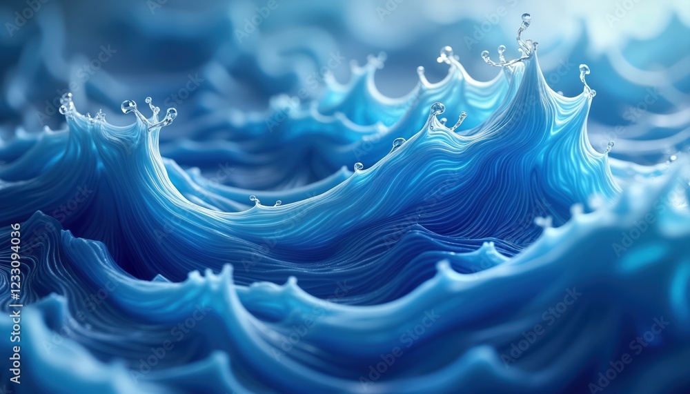 Aufkleber abstract liquid swirls in shades of blue, white. dynamic wavy patterns create sense of motion. fluid
