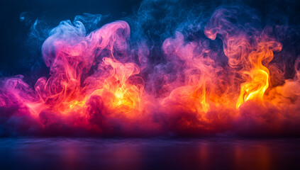 Vivid smoke patterns dazzle. Vibrant swirls of pink and orange smoke rise against a dark background, creating a captivating and dynamic display.