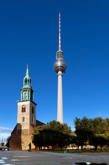 Berliner Fernsehturm und St. Marienkirche, Berlin Mitte