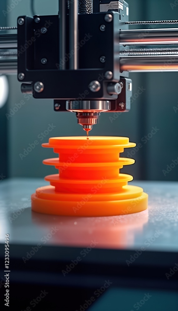 Aufkleber close-up 3d printer creating detailed object layer by layer. modern manufacturing tech in action. or