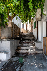 Beautiful medieval architecture of Lindos town in Rhodes, Greece.