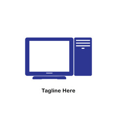 Computer Logo Design Template Vector Illustration and Vertical shape