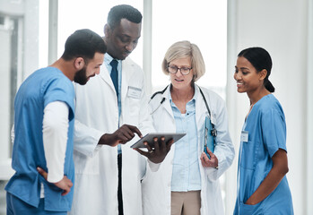 Discussion, meeting and doctor with tablet for online patient report, results review and diagnosis....