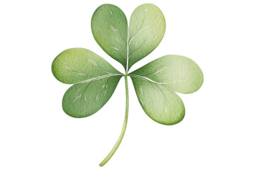 Watercolor Shamrock isolated. A detailed digital illustration of a three-leaf clover symbolizing luck, Irish culture, and St. Patrick’s Day celebrations. AI generated.  .