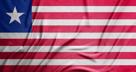 Fototapeta premium Flag of Liberia, National flag, fabric 