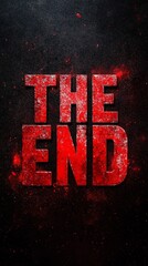 A glowing 3D "The End" sign with a futuristic neon red glow, set against a dark, textured background. Ideal for movie credits, presentations, or advertising.