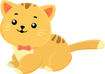 orange cat cute character flat cartoon cute illustration design