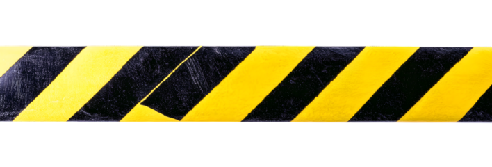 Horizontal black and yellow caution tape isolated on transparent background