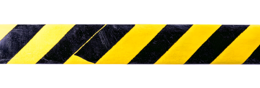 Horizontal black and yellow caution tape isolated on transparent background