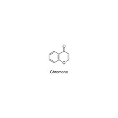 Chromone skeletal structure.Flavonoid compound schematic illustration. Simple diagram, chemical structure.
