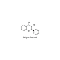 Dihydroflavonol skeletal structure.Flavonoid compound schematic illustration. Simple diagram, chemical structure.