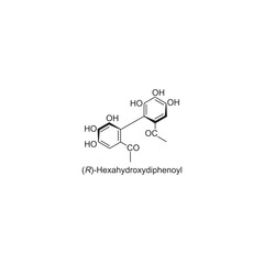 (R)-Hexahydroxydiphenoyl skeletal structure.Tannin compound schematic illustration. Simple diagram, chemical structure.