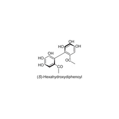 (S)-Hexahydroxydiphenoyl skeletal structure.Tannin compound schematic illustration. Simple diagram, chemical structure.