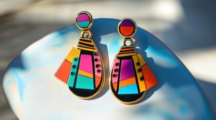 Colorful Earrings with geometric shapes