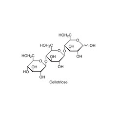 Cellotriose skeletal structure.Trisaccharide compound schematic illustration. Simple diagram, chemical structure.
