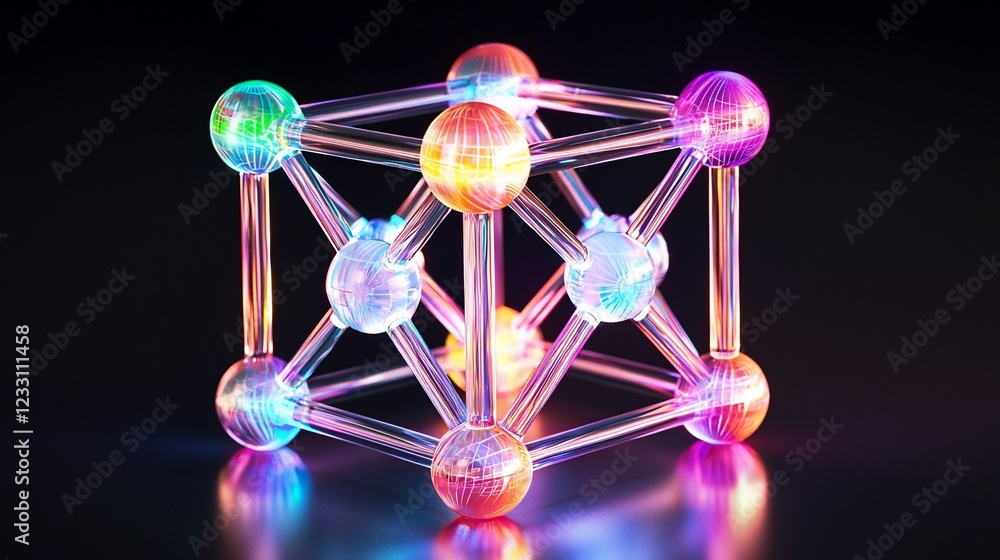 Poster Illuminated Molecular Structure Cubic Model