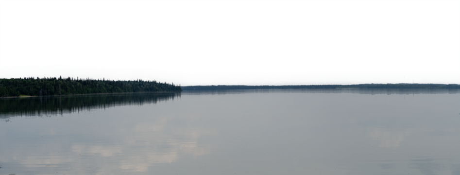 Panorama of a large lake and distant northern forest with a transparent sky
- Powered by Adobe