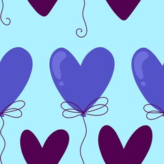 Valentines hearts balloons seamless love pattern for wrapping paper and fabrics and linens and 14 February party accessories and kids clothes print