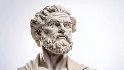 Obraz premium Mighty Aristotle: A Powerful Sculpture on a White Background