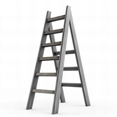 A ladder isolated on a white background, showcasing its simple design and versatile use in construction, home improvement, or DIY projects.