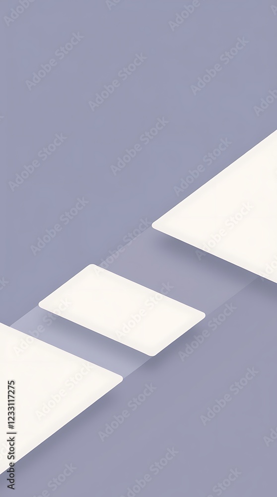 Poster simplistic geometric shapes in white and transparent layers on a muted background