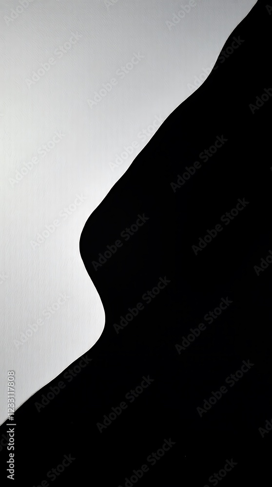 Poster abstract black and white silhouette creating a captivating shape on light background
